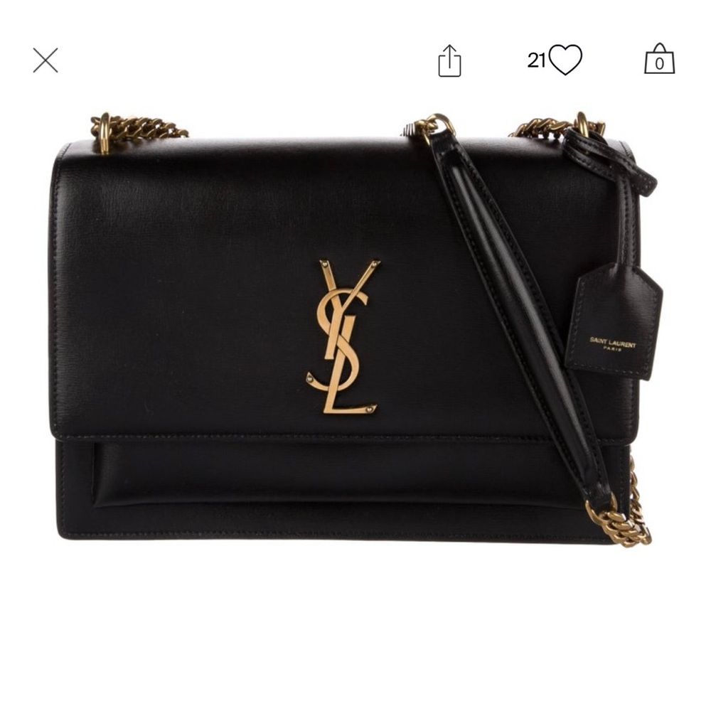 YSL Medium Monogram Sunset Purse Black
